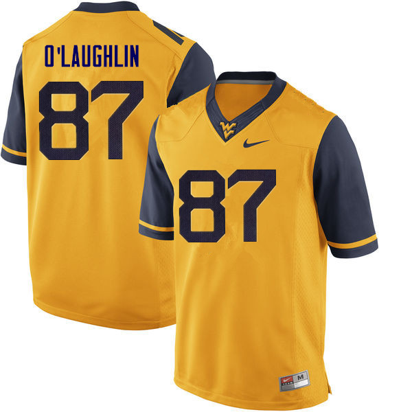 Men #87 Mike O'Laughlin West Virginia Mountaineers College Football Jerseys Sale-Yellow - Click Image to Close
